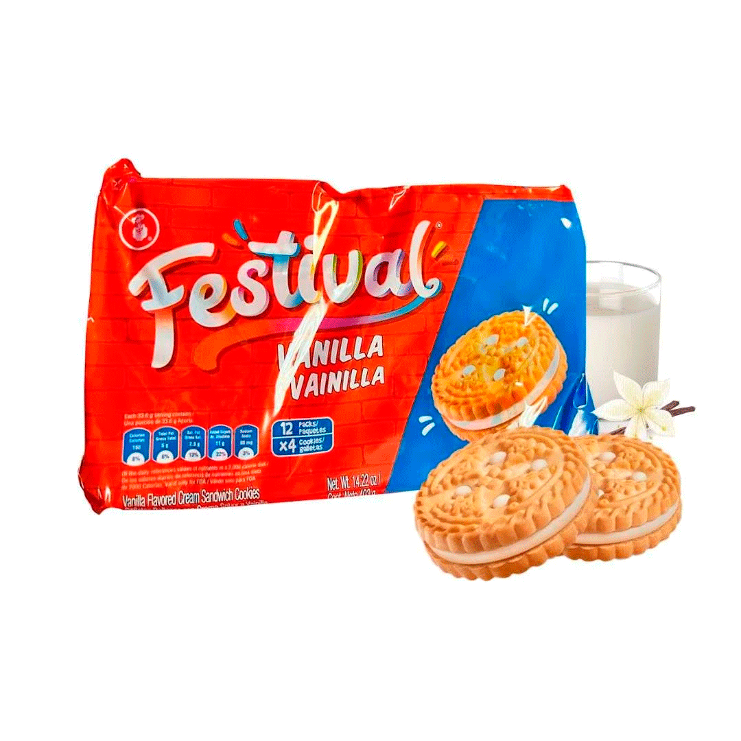 Galletas Festival Relleno Sabor A Vainilla X12 (403g)