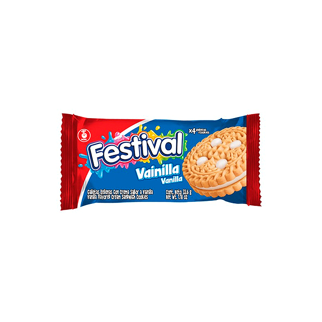Galletas Festival Relleno Sabor A Vainilla X4 (33.6 G)