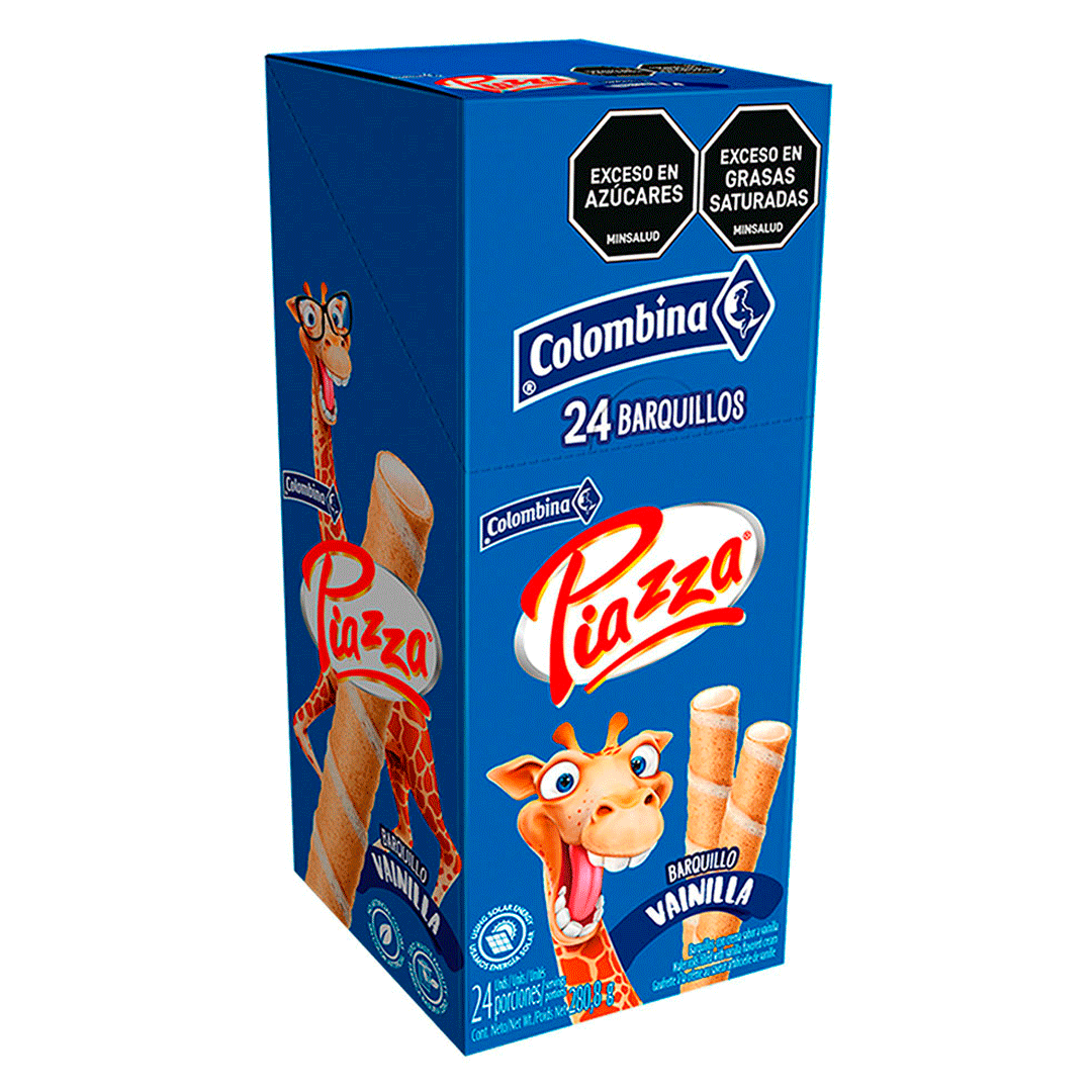 Piazza Jirafa Relleno De Crema ,Fresa, Vainilla,Arequipe,Chocoleche X24 Barquillos